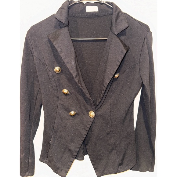 Blue S Black & Gold Buttoned Blazer Jacket - Picture 5 of 14